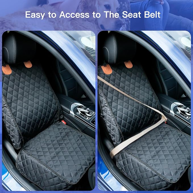 PETICON 2 Pack Pet Car Seat Cover for Front Seat, Captain Chair Seat Cover | Waterproof Pet Seat Protector, Full Protection with Side Flaps, Non-Slip, Large Front Storage Pocket, Fits Cars/Trucks/SUVs