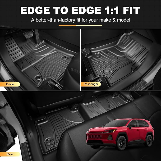 Floor Mats for Toyota RAV4 2026, Not for PHEV, 1st & 2nd Row Floor Liners | Door Sills Protector. Custom Fit. All-weather Protection. Waterproof. Easy to Clean. Washable. Durable. Heavy Duty