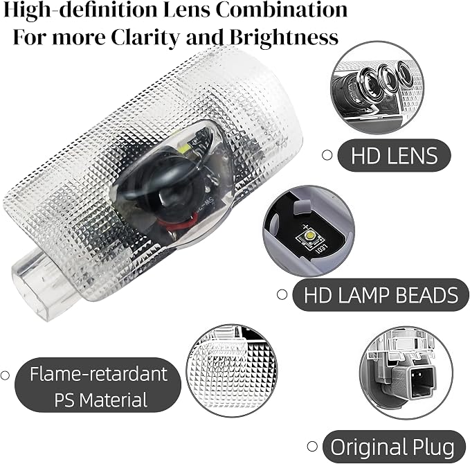 2Pack Never Fade LED Laser Ghost Shadow Light Side Door Courtesy Light Car Door Welcome Projector Light Compatible with Tacoma 4Runner Tundra Rav4 TRD Camry Lexus Toyota Accessories