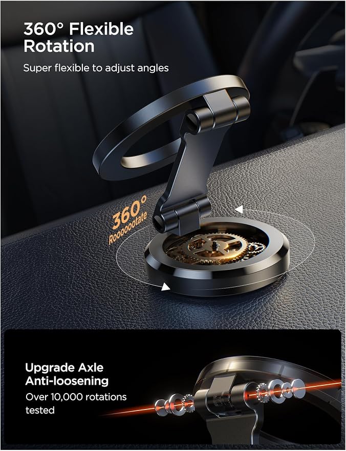 JOYROOM All-Metal MagSafe Car Mount, 360° Rotation Magnetic Phone Holder | Strong Magnets Car Phone Holder for Car Dash, Car Accessories for Women Men, Car Mount for iPhone 17 Pro Max Air 16 15 14 13