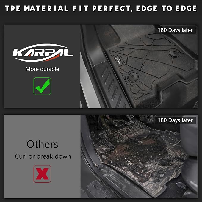 KARPAL Floor Mats for 2023 2024 2025 2026 Chevy Colorado/GMC Canyon Crew Cab, All-Weather TPE Custom Fit Floor Liners Car Accessories