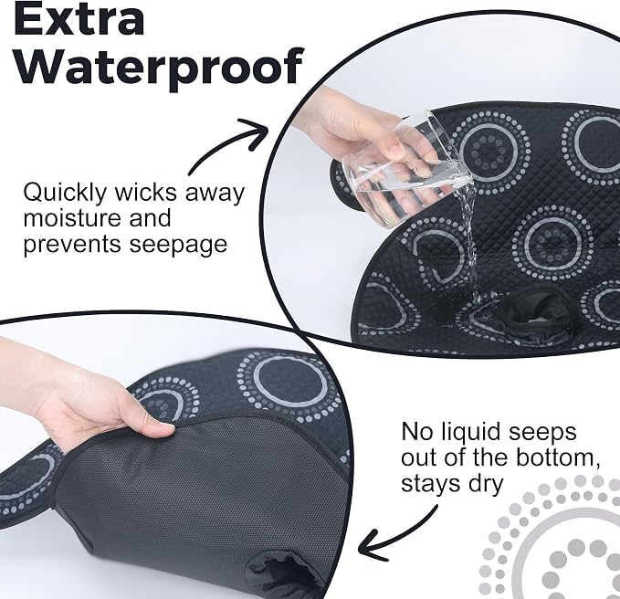 Car Seat Potty Training Protector – Piddle Pad with 360° Leak-Proof Edge & Anti-Slip, Waterproof Soft Machine Washable Quick-Dry Liner for Toddler Car Seat, Stroller, High Chair (Black)