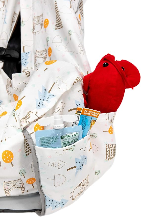 Niko Easy-Wash Children's Car Seat Cover & Liner - 100% Cotton Jersey - Owl Cream/Multi - Fits Most Toddler Car Seats - Universal Fit - Waterproof SEAT Bottom - Machine Wash and Dry