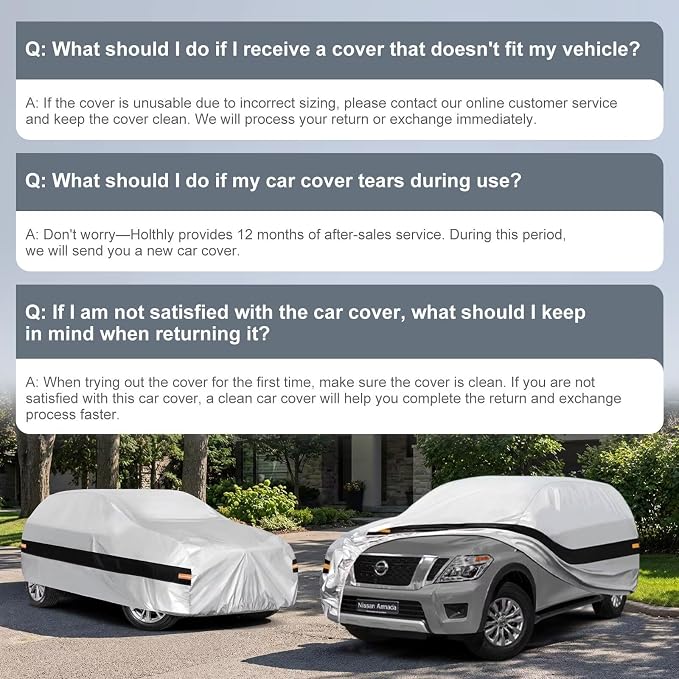 10 Layers SUV Car Cover Custom Fit for Nissan Armada (2003-2026), Waterproof All Weather for Automobiles, Outdoor Full Cover Sun Dust Rain Protection with Cotton. Silver