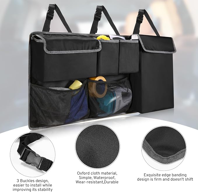 XHRING Car Trunk Organizer Storage Backseat Hanging Bag for Mazda CX5/CX-5 CX30/CX-30 CX50/CX-50 CX9/CX-9 CX3 CX7/CX-7 GS GT I Sport Touring Carbon Edition SUV Camping Accessories 2000-2025 2026
