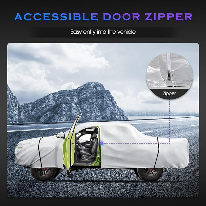 Car Cover Custom Fit for Toyota Tacoma 2005-2023,6 Layers Truck Cover Waterproof All Weather for Automobiles,Outdoor Full Exterior Cover,Rain, Sun, Wind Protection,Silver