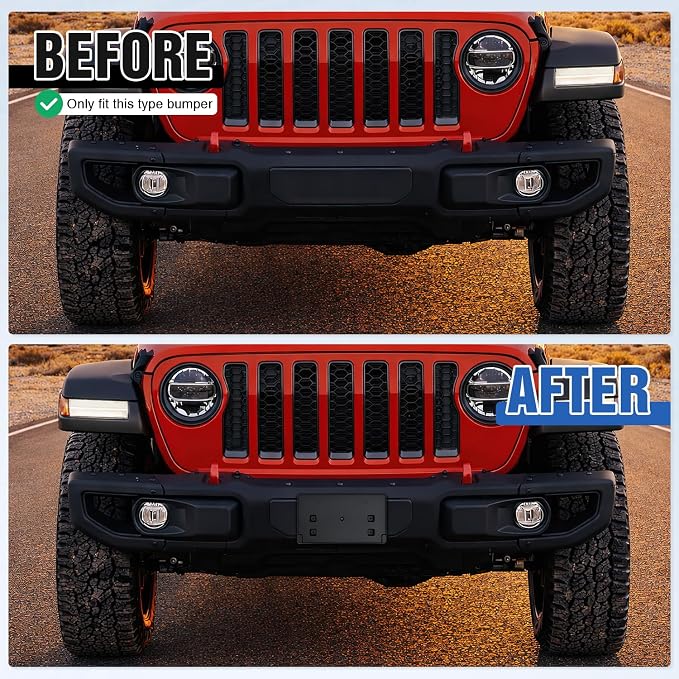 Nilight Front License Plate Frame Holder Mounting Bracket for 2018-2023 2024 2025 2026 Jeep Wrangler JL JLU & Gladiator JT Accessories Replace # 68295610AA CH1068150 Black only for Steel Bumper