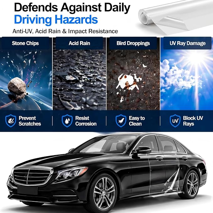 BreezeHug 60" x 20ft TPH Paint Protection Film, Self Healing Clear Car Wrap with Hydrophobic Coating, High Gloss Ppf Vinyl for Scratch Resistant Automotive Surface Protection