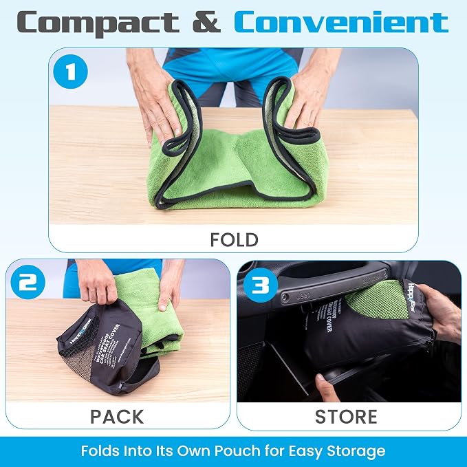 HAPPEGEAR Happeseat Waterproof Car Seat Cover & Protector, Green | Universal Fit, Car Seat Towel Cover, Non-Slip Backing, Machine Washable, Fits Front & Back, Easy Install & Storage