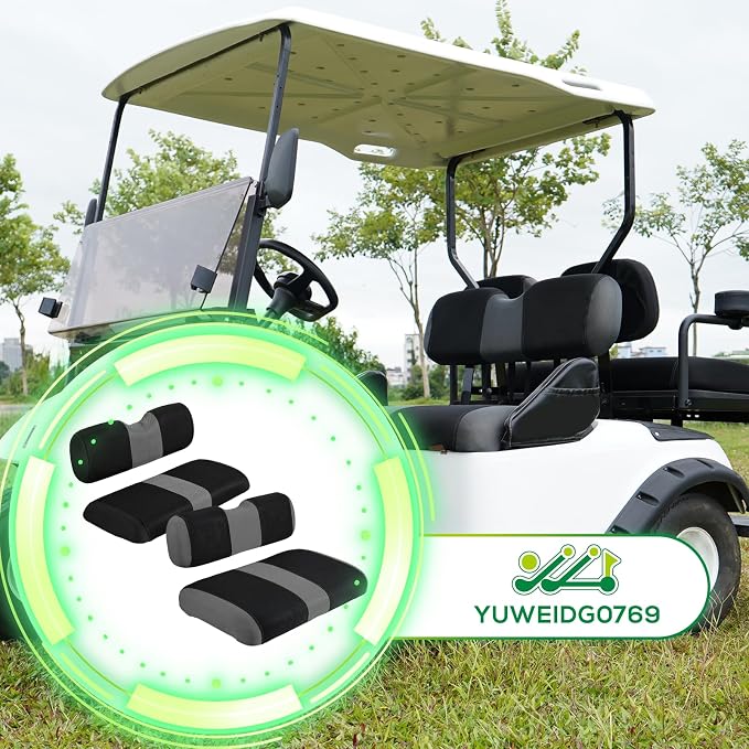 Universal EZGO Golf Cart Seat Covers Dress UP Older Golf Cart, Durable Breathable Material Front and Back Seat Cover Fit for EZ GO TXT, Easy to Install, Machine Washable
