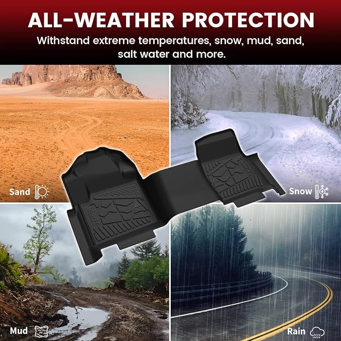 LASFIT Floor Mats for Ford F250 F350 F450 2017-2026 Regular Cab Front Bench Seat (Not Fit Row Bucket Seating) Vinly Floor Super Duty All Weather Protector TPE Car Floor Liner, only 1st, 1pcs Black