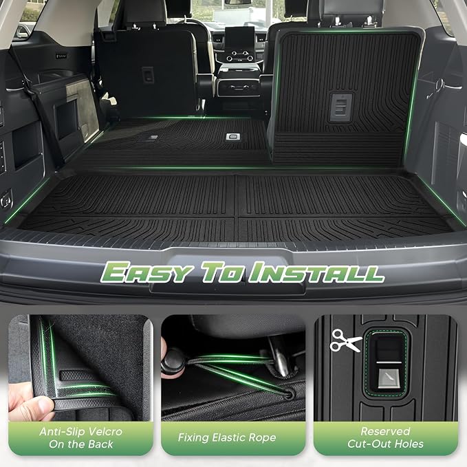 Cartist Floor Mats for Ford Expedition MAX 2018-2024 (7 & 8 Seats/2nd Row Bench Seat), All Weather Cargo Liner for Expedition Accessories, Heavy Duty Car Mats (Only Fit MAX)