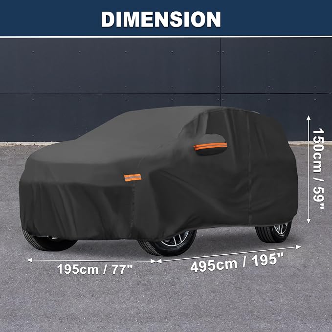 ACROPIX Car Cover Waterproof All Weather Full Exterior Cover Rain Hail Sun Protector Car Cover Black Fit for Jeep Grand Cherokee 2011-2024 with Door Zipper - Pack of 1