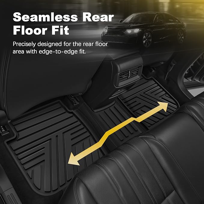 Rubber Floor Mats for Honda Civic Sedan Hatchback Si 2022-2026 | Include Sport but Not for Hybrid, All Weather Car Floor Liners Also Fit for Acura Integra 2023-2026, 1st & 2nd Row, Black