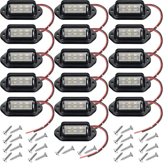 Mudder 16 Packs LED License Plate Light 12V-24V DC Waterproof License Plate 6-SMD Lamp Taillight Tag Lights for Trailer Truck SUV VAN RV Trucks and Boats