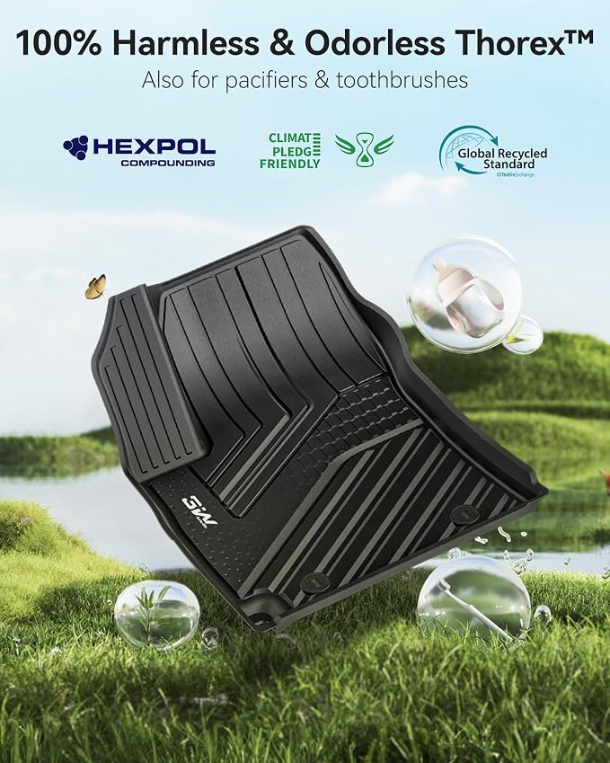 3W Floor Mats Fit Hyundai Kona 2024-2026 (Gas Models Only),TPE All Weather Custom Fit Car Floor Liners 1st & 2nd Car Accessories, Black (Not for EV/Hybrid)