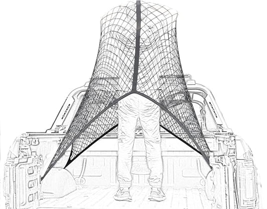 Highly Elastic Cargo Net, 4'x6' Stretches to 8'x12, Suitable for 6.5ft - 8.1ft Long Bed Trucks, Trailers (Lager Double Layer)