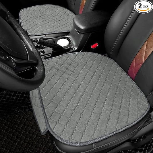 surpassme 2 Comfortable Car Seat Covers Universal Front Seat Coves for Car Accessories with Storage Pockets, Padded Car Interior Covers for Automotive, SUV, Truck, and Van (Grey)