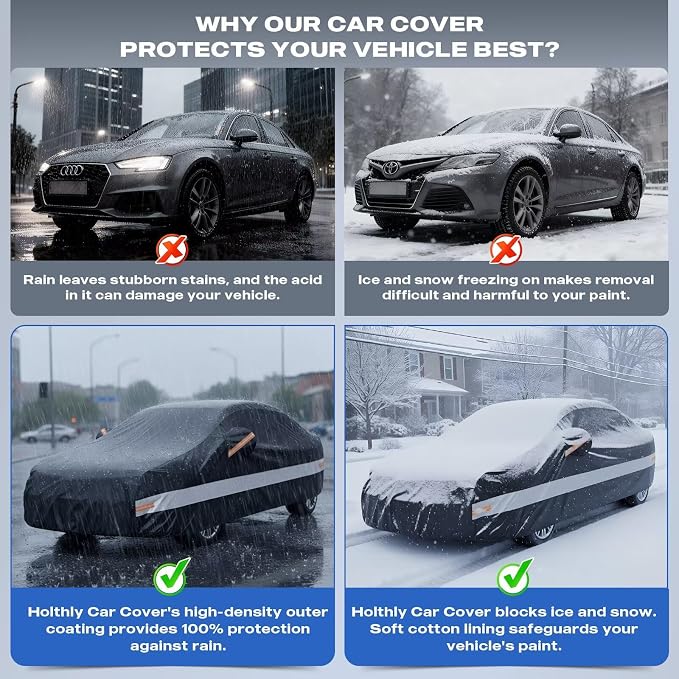 10 Layers Sedan Car Cover Custom Fit for Mazda 6 (2002-2026), Waterproof All Weather for Automobiles, Outdoor Full Cover Sun Dust Rain Protection with Cotton. Black