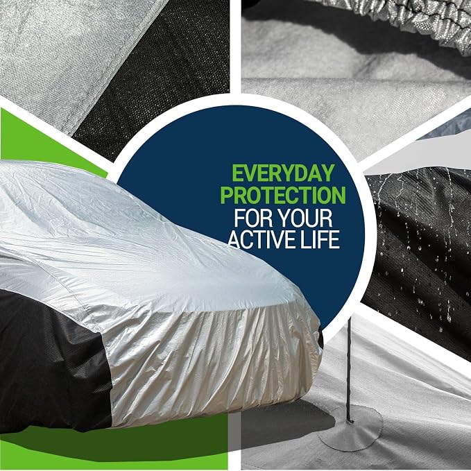 Season Guard Ultimate Plus Car Cover,100% Waterproof Aluminium with Cotton Fleece and Breathable Fabric with Two Extra 19.6ft Windproof Tie Down Straps,Fits Cars up to 185"
