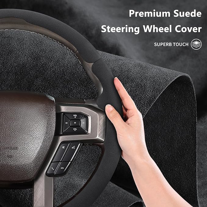 Steering Wheel Cover for Ford F150 2015-2020/ F250 2017-2022/ F350 2017-2022/ F450 2017-2022/ F550 2017-2022/ Ford Expedition 2018-2021 Steering Wheel Protector for Ford Steering Wheel Accessories