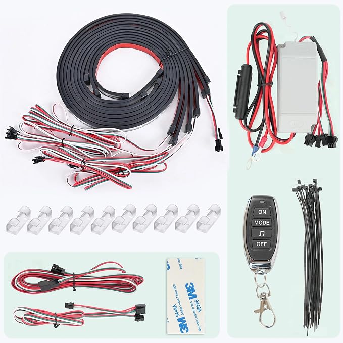 10L0L 6PCS Golf Cart Underbody Light Kit, Underglow LED Strip for EZGO Club Car Yamaha, 24 Modes Multicolor RGB Music Sync Waterproof, Canopy Lights Optional (6 Pack(4 Underbody and 2 Roof-Fishbone))