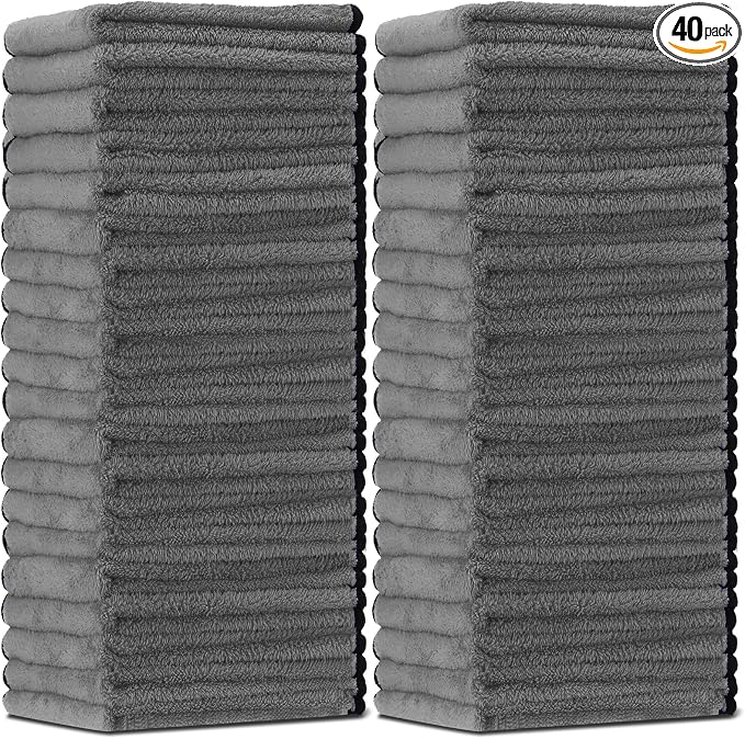 Tallew 40 Pcs Gray Microfiber Towels: 16"x16" Microfiber Drying Towels Bulk Micro Fiber Car Cleaning Cloth for Cars Drying Washing Polishing Cleaning Household Supplies