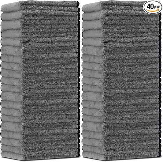 Tallew 40 Pcs Gray Microfiber Towels: 16"x16" Microfiber Drying Towels Bulk Micro Fiber Car Cleaning Cloth for Cars Drying Washing Polishing Cleaning Household Supplies