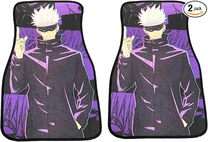 Anime Car Carpet Mat Set of 2 Front, jk Gjo Design Automotive Accessories Interior All Weather Floor Mats Decor with Non Slip Black Anti Skid Backing