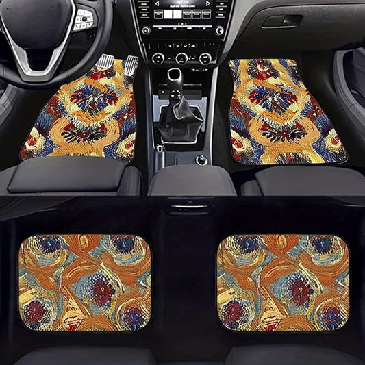 Car Floor Mats Non-Slip Automotive Floor Mats All-Weather Front Rear Car Floor Foot Mat Sets of 4 Pieces Foot Mats Rugs Carpet for Car Trucks SUV Sedans (Fangao-03)
