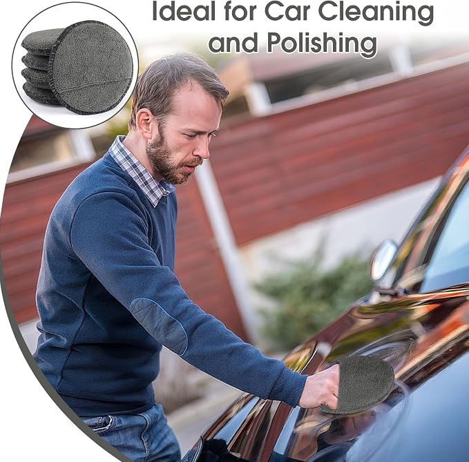 10 Pack Wax Applicator Pads Microfiber with Finger Pocket for Car Wax | 10-pack microfiber foam pads with finger pocket, Scratch-free waxing for cars & household, Machine washable & reusable