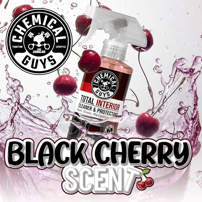 Chemical Guys, Total Interior Cleaner & Protectant, Black Cherry, 2 x 16 oz | Cleans dash, leather, vinyl, plastic, glass and fabric in one step, residue-free, black cherry, two pack