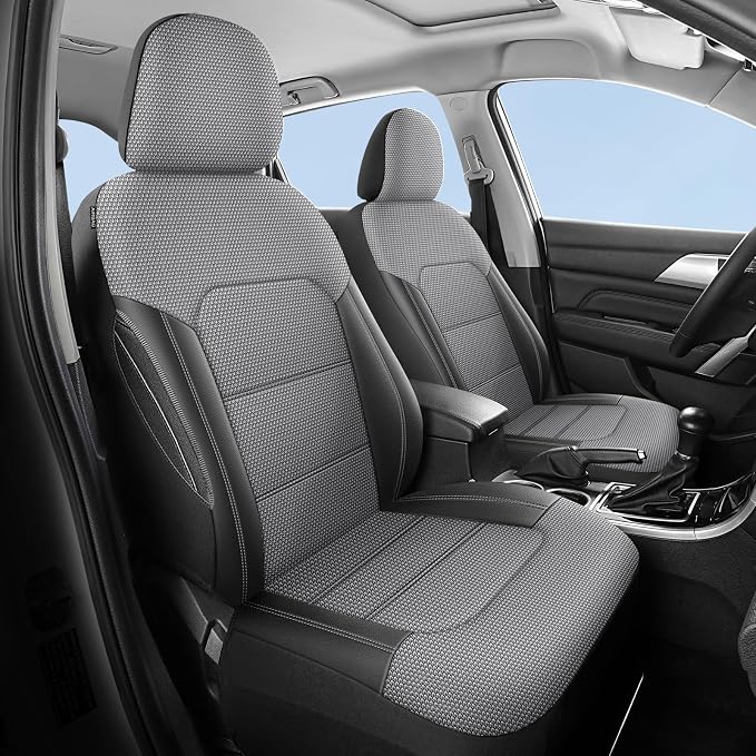 HChengkikz Car Seat Covers, Air Mesh, Breathable (Black + Gray) | Airbag Compatible, Automotive Comfort Protection, Universal Fit for Most Cars,Trucks,SUVs