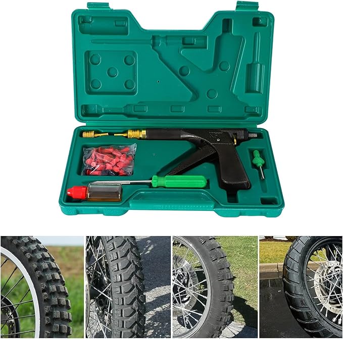 Tire Repair Kit, Tire Plug Kit Heavy Duty Professional, Deluxe Tubeless Tire Plugger Repair Kit with Mushroom Plug for Motorcycle, Truck, ARB, ATV, Tractor, RV, SUV, Trailer