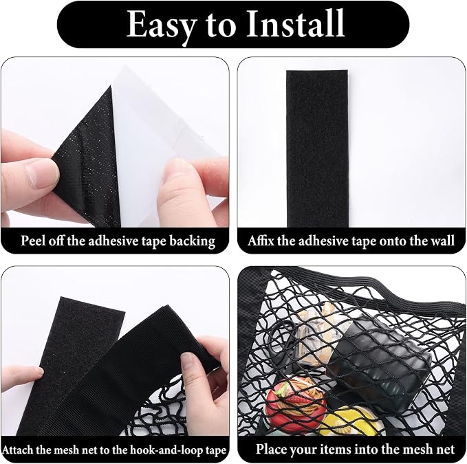 2pcs Universal Mesh Cargo Net Car Storage Net Bag Elastic Adhesive Pocket Net String Pouch Bag for Car Trunk Storage Home Storage Organizers