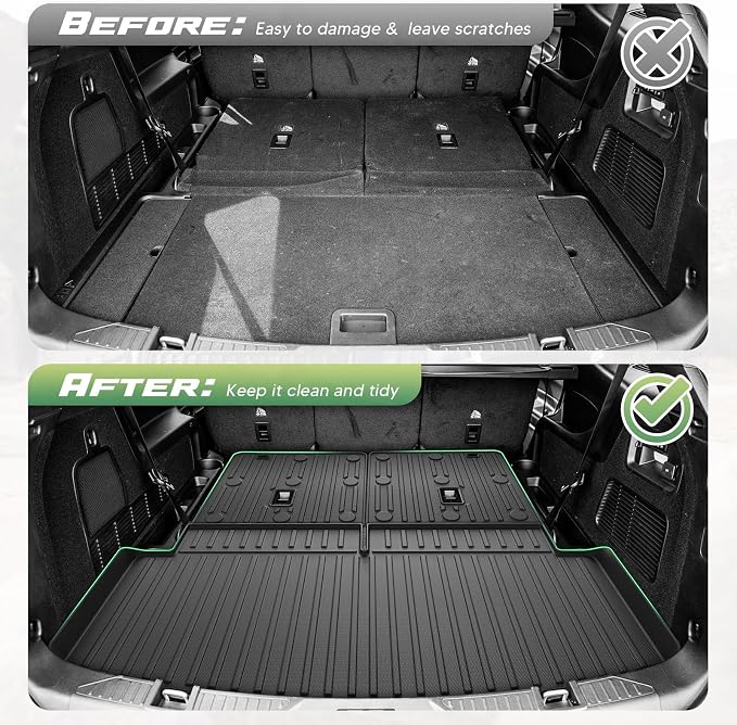 Floor Mats for Ford Explorer 2020-2025 2026 Captain Chairs (Only Fit 6 Seats), All Weather Cargo Liner for Explorer Accessories, Active/ST Line/ST/Platinum Car Accessories, Heavy Duty Car Mats