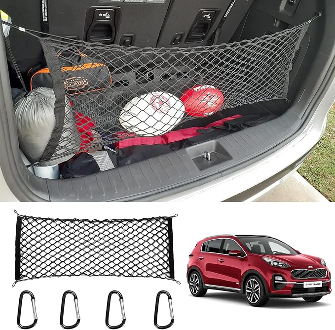 for Kia Telluride Sportage Envelope Style Truck Bed Cargo Net - Fits 2013-2024 2025 2026 Sportage Telluride Accessories Cargo Net for Pickup Truck Bed - Heavy Duty Carabiners