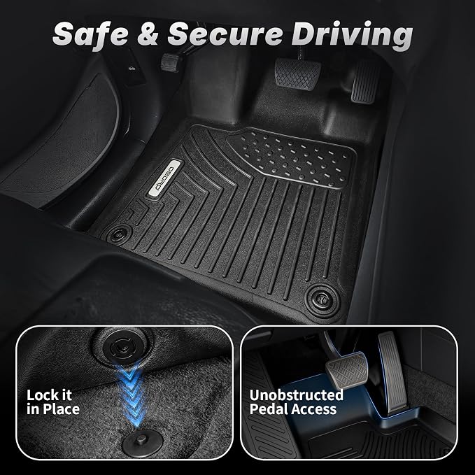 OEDRO Floor Mats Fit for 2011-2007 Toyota Camry, All Weather Protection | Custom Fit Front & 2nd Row Floor Liner Set, TPE All Weather Protection Camry Car Mats, Black