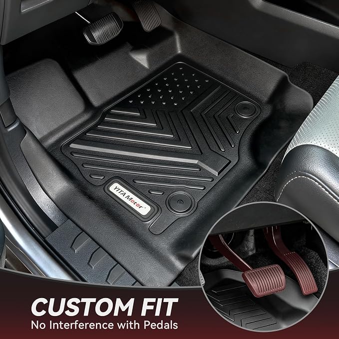 YITAMOTOR Floor Mats Fit for 2012-2016 Ford F250/F350/F450/F550 Super Duty SuperCrew/Crew Cab, TPE All Weather Custom Fit Floor Liner for F-250/F-350/F-450/F-550 Carpet Floor, 1st & 2nd Row Mats Black