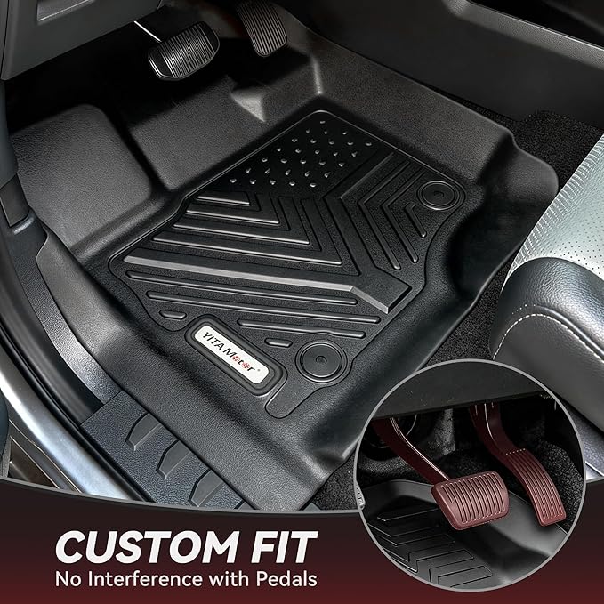 YITAMOTOR Floor Mats Compatible with 2019-2024 Dodge Ram 1500 Crew Cab (New Body), with 1st Row Bucket Seats, No Rear Under Seat Storage Box, Custom Fit Floor Liners 1st & 2nd Row