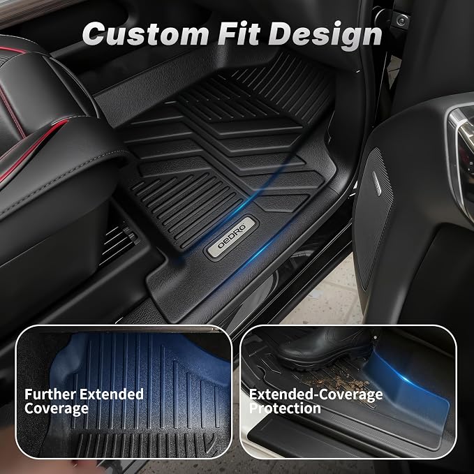OEDRO Floor Mats Fit for Toyota Tacoma 2024-2026 Double Cab(NOT for Hybrid) | Tacoma TRD/SR/SR5/limited | Auto Trans Only | Custom Fit All Weather Protection TPE Floor Liners