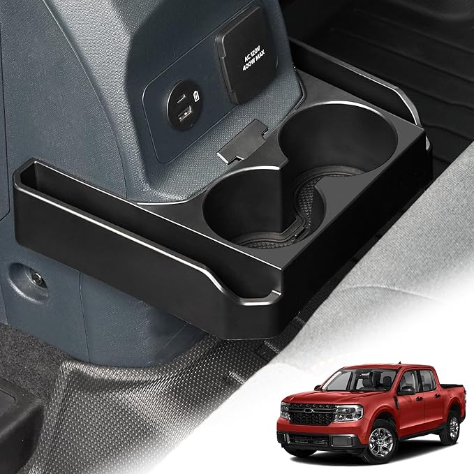 Mabett Removable Rear Dual Cup Holder for Ford Maverick 2022-2026 Accessories, FIT Insert Expander Rear Seat Cup Holder Organizer