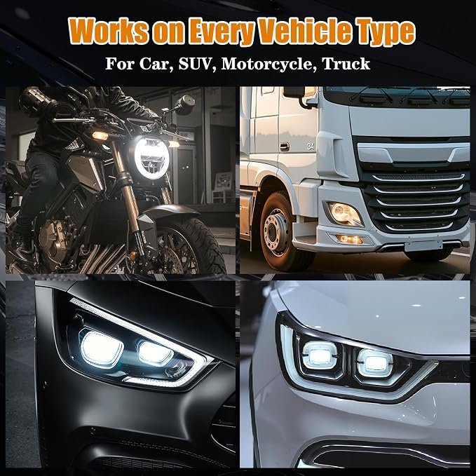 Automotive Headlight Restoration Kit - Refurbishing Fluid & Polishing Cleaner for Oxidized, Yellowed Headlamps, Enhanced Hydrophobic Coating for Superior Gloss & Protection on All Vehicles