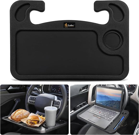 EcoNour Steering Wheel Desk for Ford F150 2015-2018 2019 2020 2-in-1 Car Tray Table Laptop Car Mount with Pen Holder Food Tray for Eating with Drinks Holder Multipurpose Travel Car Accessories