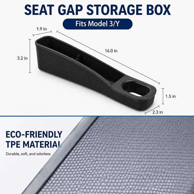 Seat Gap Filler for Tesla Model 3/Y 2020-2025 Standard Seats | Soft TPE material, seat gap storage organizer,tool-free installation, phone key card storage, driver passenger sides