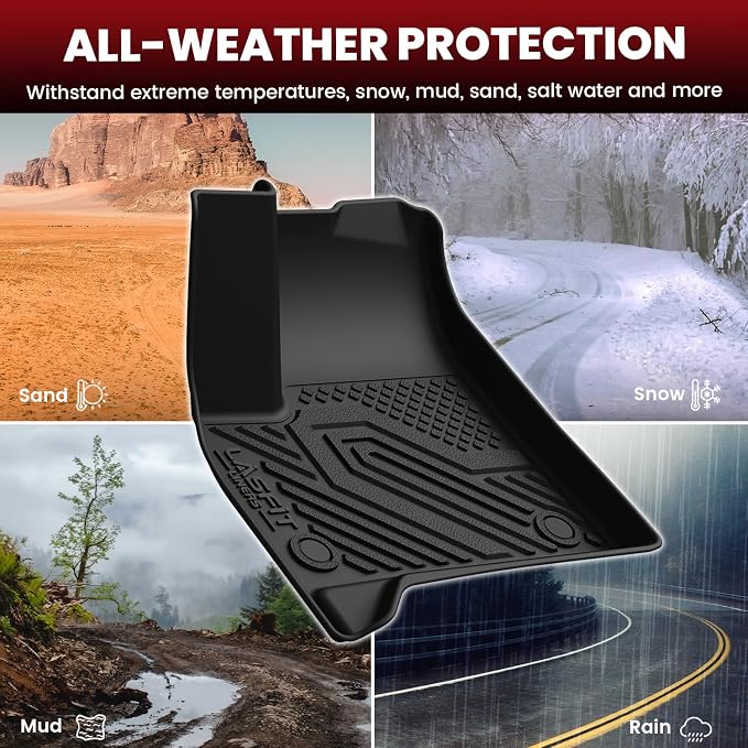 LASFIT Floor Mats & Cargo Liner with Backrest Mat for Chevy Traverse 2024-2026 (Only 8 Seats) & GMC Acadia 2024-2026 (Only 8 Seats), All Weather TPE Custom Fit Car Floor Liners Full Seat, Black