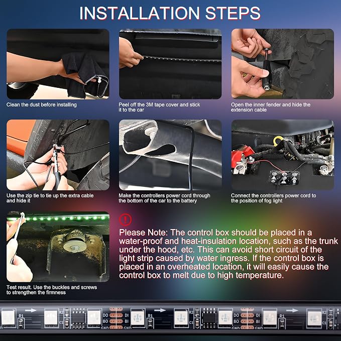 Underglow Light Strip RGB - 4PCS Car Neon Lights Kit with 252 LEDs, Dream Color Chasing Strip Lights，Music Sync, Waterproof PVC Underbody Light Strips with APP，Remote Control for Cars Trucks SUVs