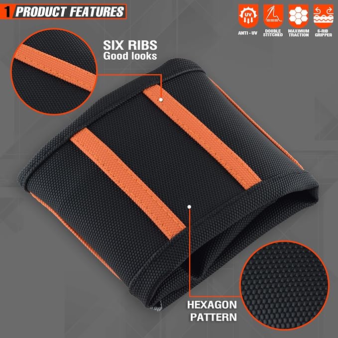Universial Dirt Bike Seat Cover - Soft Ribbed Rubber Seat Covers for Motorcross Enduro Orange