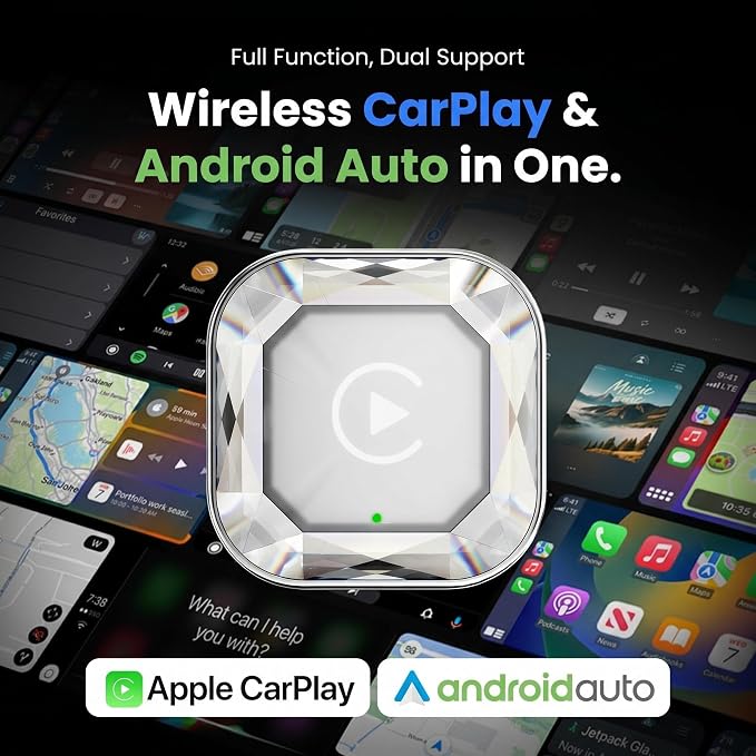 Wireless CarPlay& Android Auto Adapter, Plug in Once Go Wireless Forever | REZYZEN 2026 2in1 Wireless Adapter for iPhone& Android, Fast Heat Dissipation, No Delay, USB A/USB-C Port,
