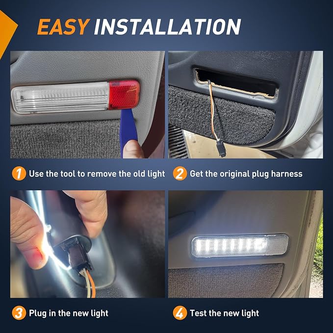 Nilight 2PCS LED Interior Door Panel Light Courtesy Warning Lights White Beam Plug and Play Compatible with Chevy GMC C/K Silverado Sierra 1500 2500 3500 HD Suburban Cadillac Escalade Hummer H2